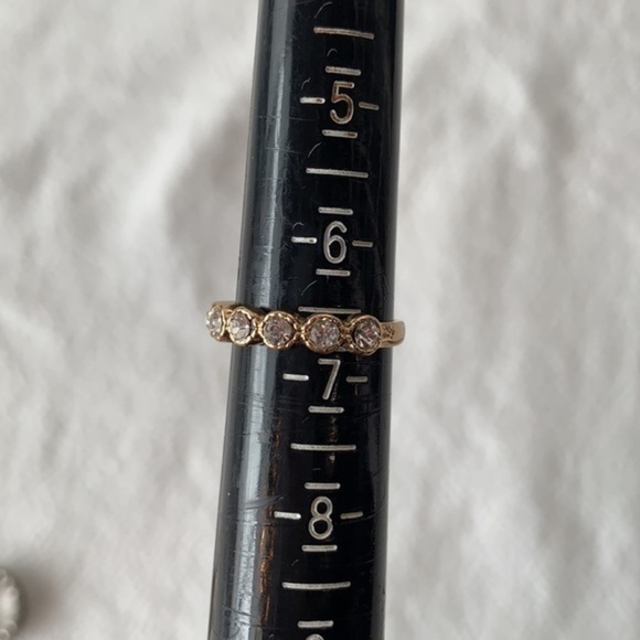 💐5/25 rhinestone gold tone simple bling 6 clear crystal band - Picture 6 of 7